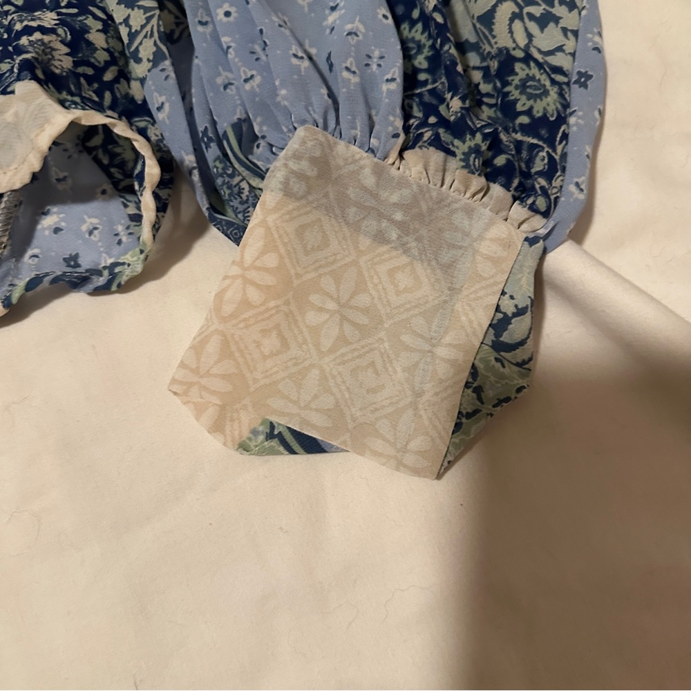 Women’s Blue Patchwork Button-Down Shirt - image 3